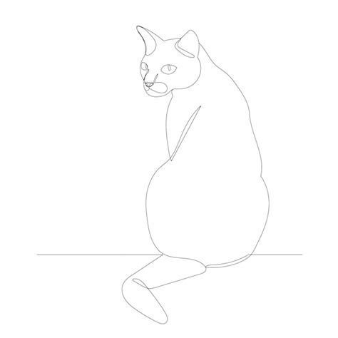 Premium Vector Cat Sitting Drawing By One Continuous Line Isolated