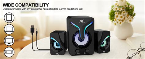 Orow Computer Speakers Mini Pc Speakers With Subwoofer 2 1 Desktop Speakers With Rgb