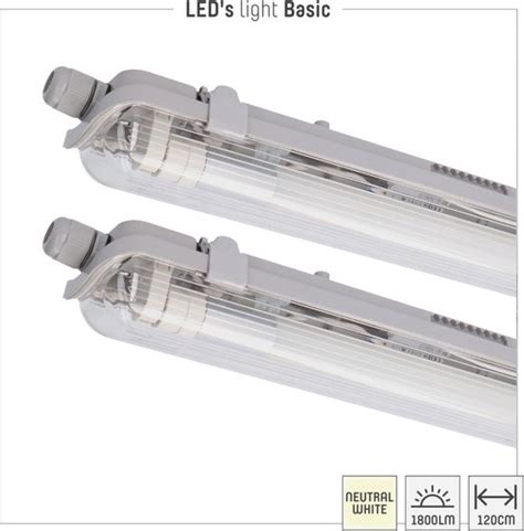 Leds Light 2 X Led Tl Armatuur Met Buis 18w 120cm 1800lm 4000k