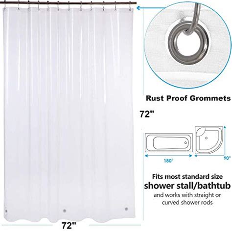 Downluxe Clear Shower Curtain Liner 72x72 PEVA 8 Gauge Duty Weight