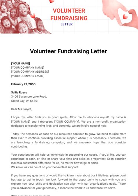 Free Volunteer Fundraising Letter Template Edit Online And Download