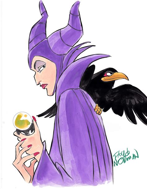 Floyd Norman Disney Artist hand drawn Maleficent color sketch - Fanboy Expo Store