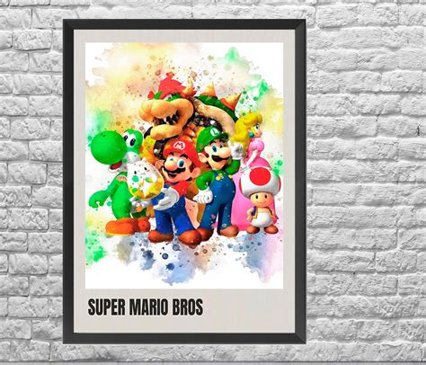 Super Mario Bros Watercolour Polaroid Style Wall Art Poster Etsy UK