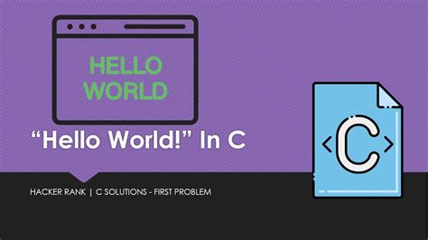 Hello World In C Hacker Rank C Youtube