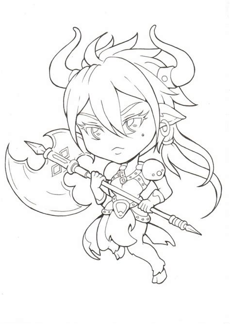 Chibi Lineart Minotaur By Bella Ran On Deviantart