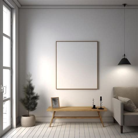 Premium AI Image Mock Up Poster Frame In Modern Interior Background