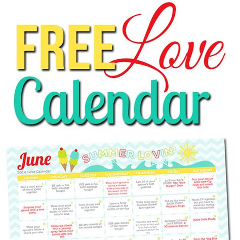 Free June LOVE Calendar