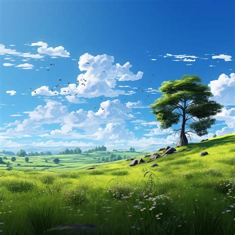 Premium Photo | Trees and grass on a background for desktop