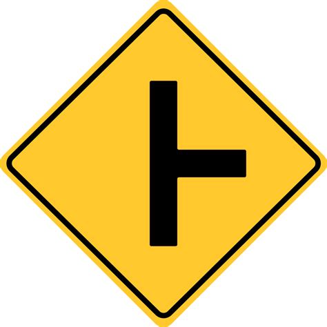 Perpendicular Side Road Symbol Traffic Sign Template Square Signs