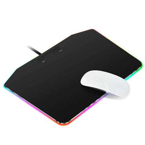 RGB Gaming Hard Mouse Pad Colorful 7 LED Lighting Modes Autonomous Touch Control Mouse Mat USB ...