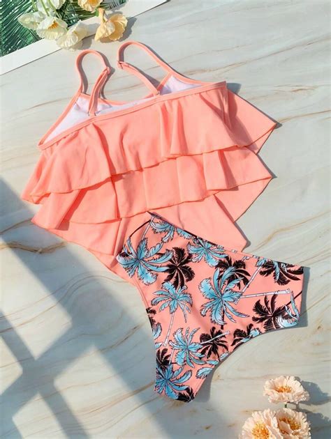 Shein Swim Ba Ador Bikini Con Estampado Tropical Bajo Hanky Moda De