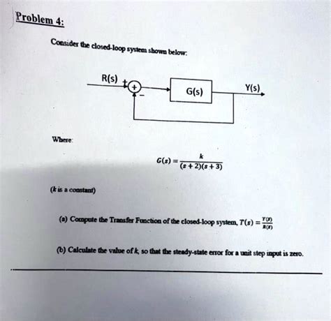 SOLVED Problem 4 Consider the closed loop system shown below R s â