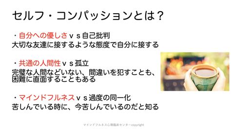 マインドフル・セルフ・コンパッションとは何か？3つの要素 公認心理師・臨床心理士による依存症支援＆マインドフルネス『マインドフルネス心理臨床センター』｜東京・横浜