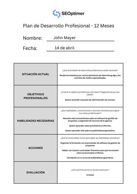 Plantilla Plan De Desarrollo Profesional Con Ejemplos SEOptimer