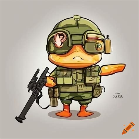 Cute Cartoon Duck In Military Gear On Craiyon