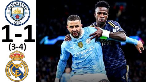 real obygral mancester siti  lige cempionov obzor matca vse goly real