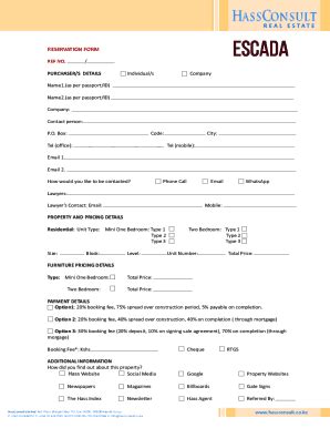 Fillable Online Escada Reservation Form Cdr Fax Email Print Pdffiller