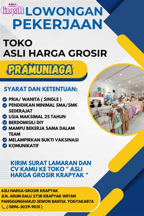 Lowongan Kerja Pramuniaga Di Toko Asli Harga Grosir Krapyak Lokerjogja Id