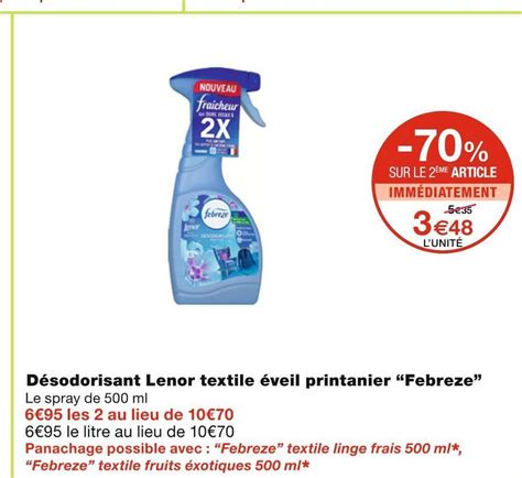 Promo Febreze désodorisant lenor textile éveil printanier chez Monoprix