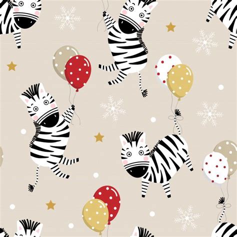 Симпатичные зебра и воздушный шар в рождество бесшовные модели ...