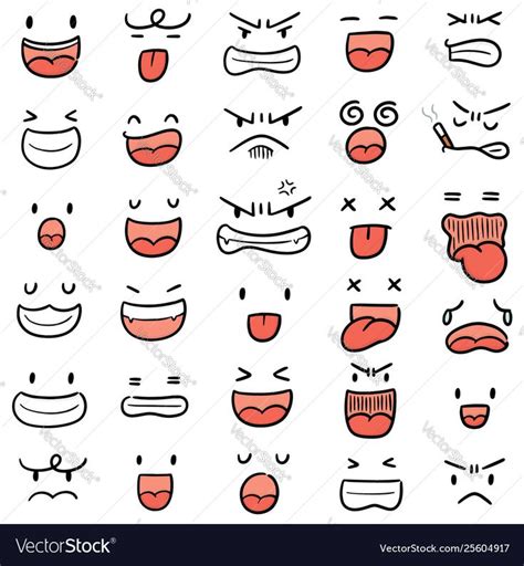 Set Cartoon Face Vector Image On Vectorstock Tattoo Outline Drawing