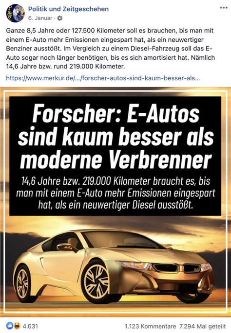 E Autos sparen gegenüber Verbrennern früher Emissionen als behauptet