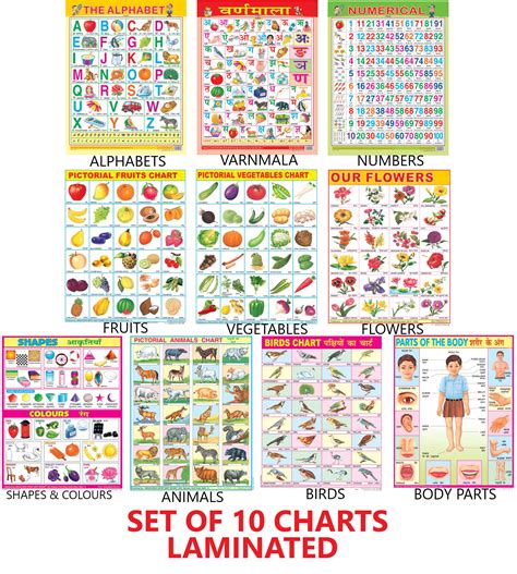 Buy Early Learning Educational Charts Set For Kids Set Of 10 Double