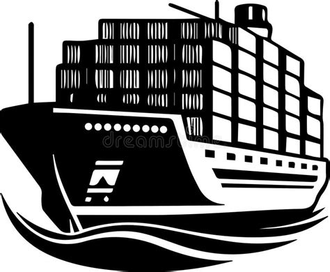 Container Ship Logo Monochrome Design Style Stock Illustration