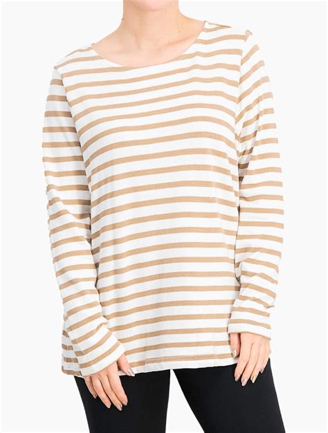 Myrunway Shop Tchibo Camel And White Stripe Long Sleeve Tee For Women