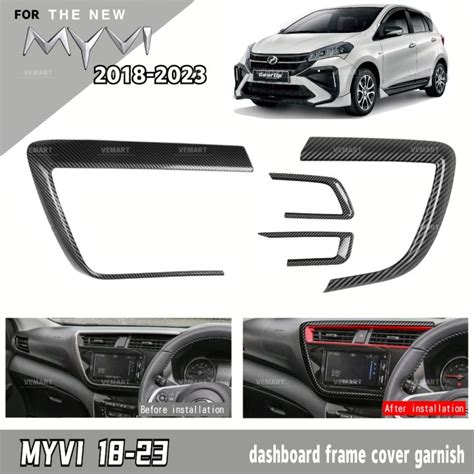 Vemart Perodua Myvi 2018 2023 Carbon Fiber Dashboard Frame Cover