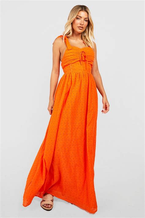 Broderie Strappy Maxi Dress Boohoo Uk