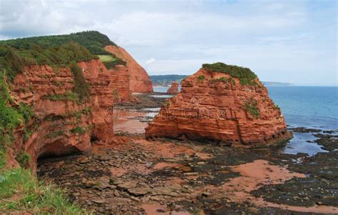 Red cliffs in Devon. stock photo. Image of headland, bedrock - 50289230