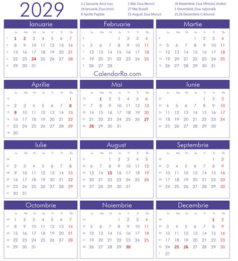 Calendar 2029
