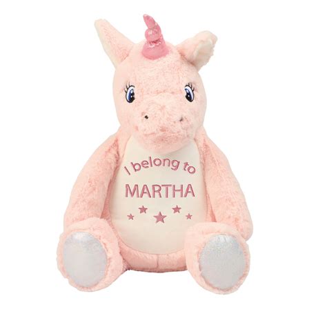 Personalised Embroidered Pink Unicorn Teddy Bear Soft Cuddly Embroider ...