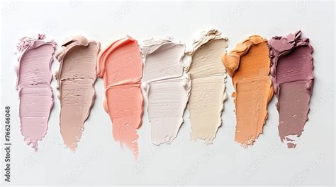 Swatches Of Cosmetic Samples Cream Lipstick Eyeshadow And Blush