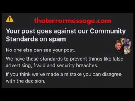 Your Post Goes Against Our Community Standards On Spam Facebook Youtube