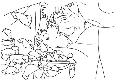 Coloriage Sosuke et le grand père de Ponyo