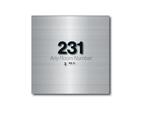 Brushed Aluminum Braille Room Number Sign 6h X 6w Harvey Signs Inc