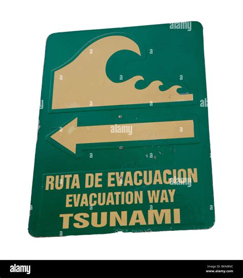 Tsunami Evacuation Route Sign Warning Stock Photo Alamy