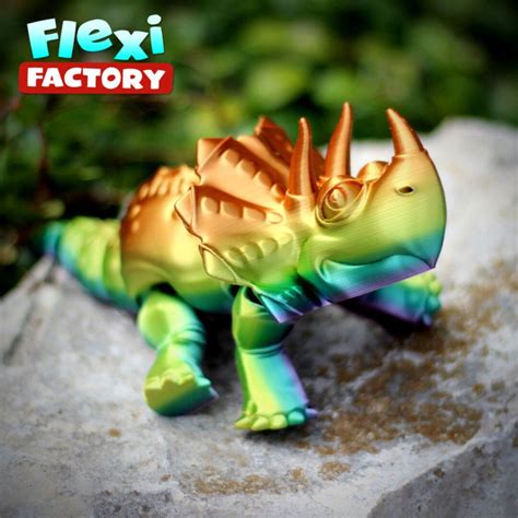 D Printed Flexible Triceratops Dinosaur Fidget Toy Etsy