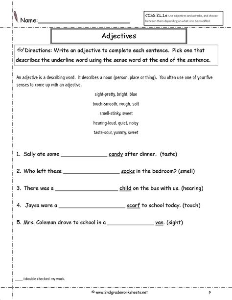 Adjectives Worksheets For Grade 4