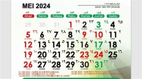 Kalender Libur Panjang Kenaikan Isa Al Masih Mei Karyawan