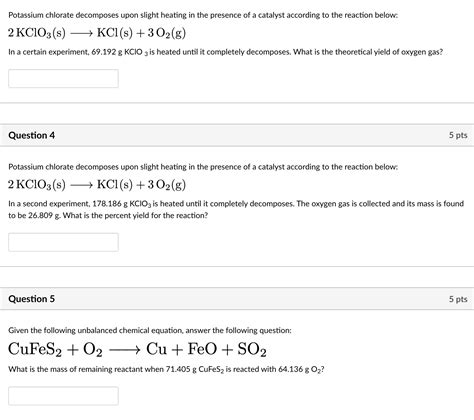 Solved Potassium Chlorate Decomposes Upon Slight Heating In Chegg