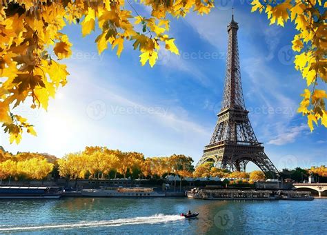 Seine And Eiffel Tower In Autumn Stock Photo At Vecteezy