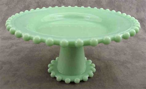 Jadeite Green Glass Candlewick Cake Plate Pedestal Serving Stand Cake Plates Green Milk Glass