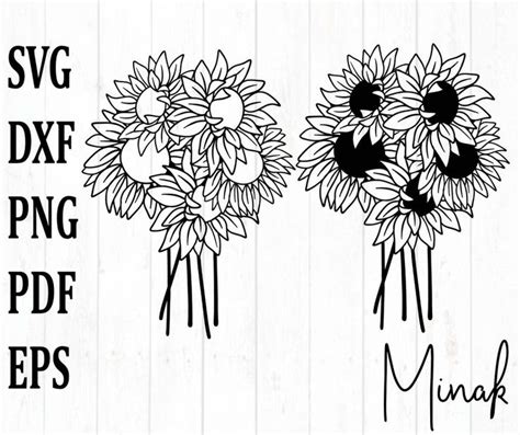 Sunflower Bouquet Svg Sunflower Svg Floral Svg Flower Svg Sunflower