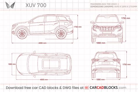 Mahindra XUV 700 2023 Free CAD Blocks, DWG File - CarCadBlocks