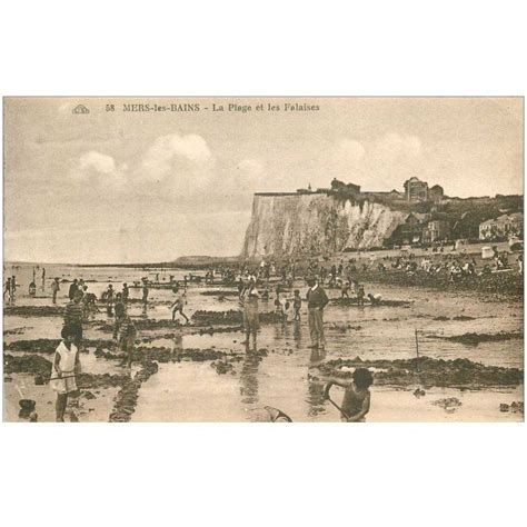 Carte Postale Ancienne Mers Les Bains Plage Et Falaises Cap