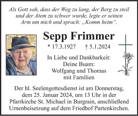 Traueranzeigen Von Sepp Frimmer Trauer Merkur De