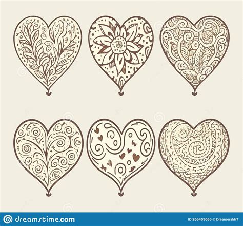 Collection Of Love Hearts Hand Drawn In Doodle Style Stock Vector